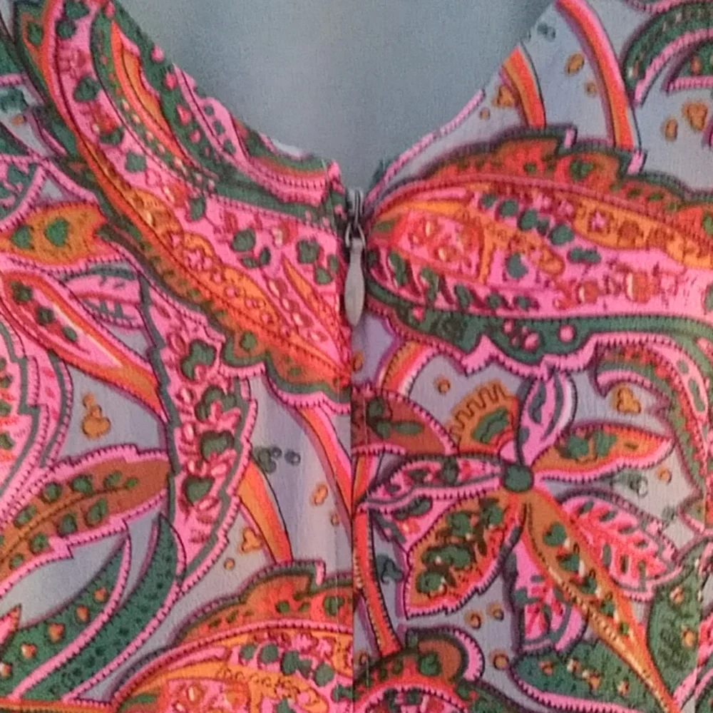 J Crew Purple Pink Paisley Print Silk Flutter Sleeve Dress Sz 00